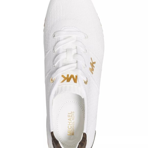 MICHAEL Michael Kors Monique Knit Sneaker White/Gold-tone Accents NWOT Size 9.5 - Picture 3 of 15